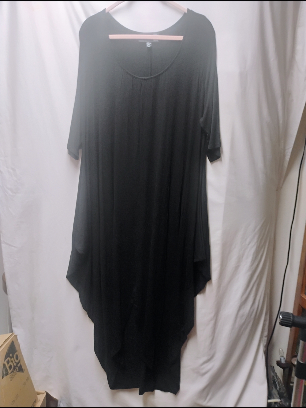 Flowing Black Maxi Dress with Asymmetric Hem
